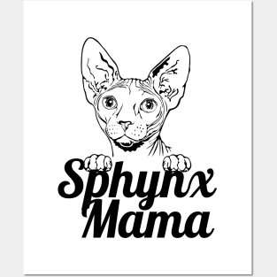 Sphynx Mama Dark  Cat Cats Sphynx Mom Sphynx Mum Posters and Art